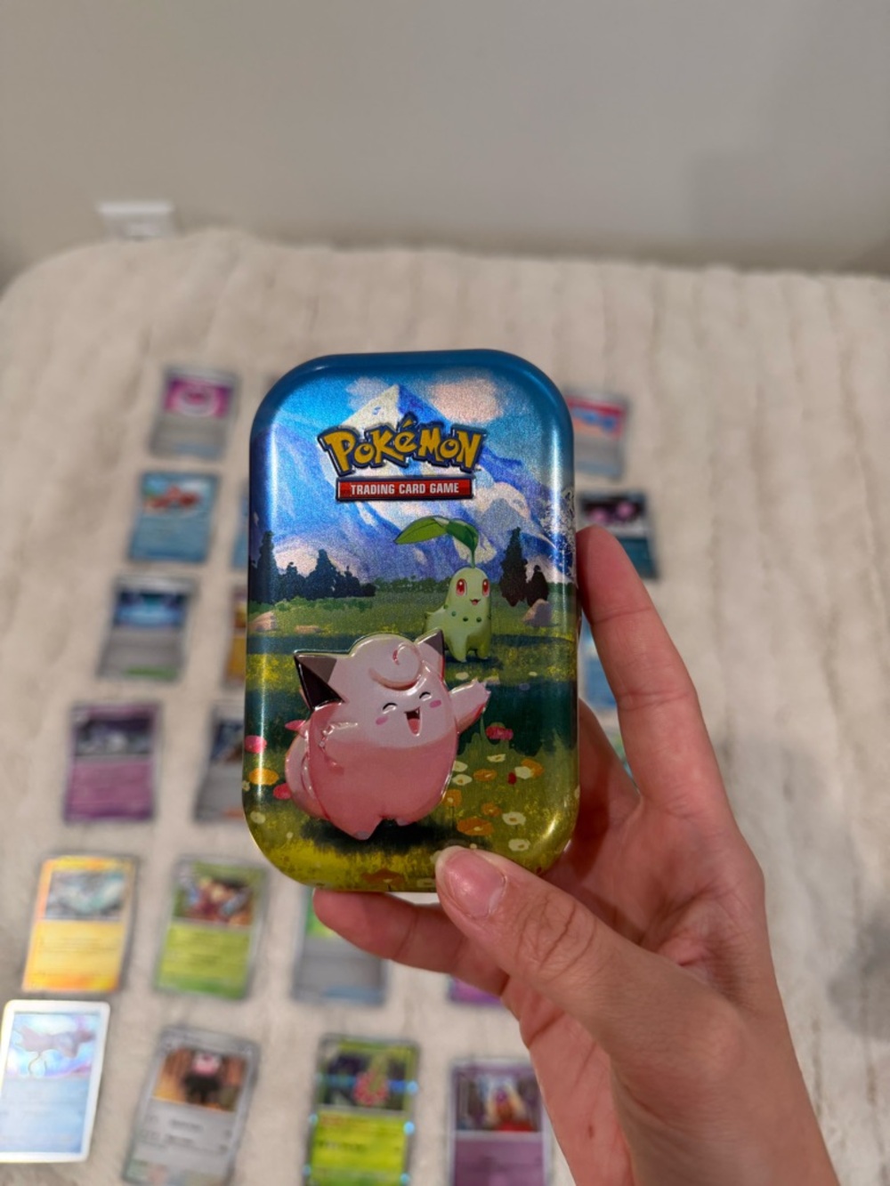 30 Holo Pokémon Cards with Pink Clefable Tin